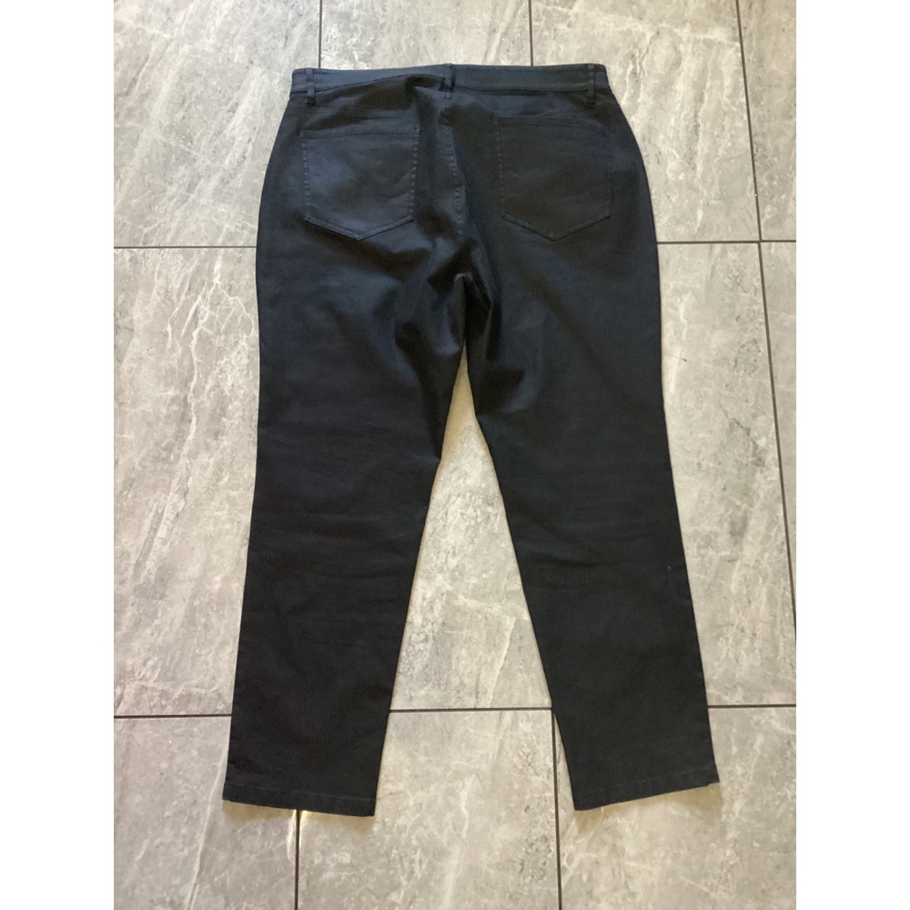 Eileen Fisher Black Washable Stretch Slim Leg Coated Jeans Women's Size 14 - Picture 3 of 6